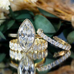 Radiant Marquise Cut Bridal Ring Duo – 1 Carat+ Lab Diamond,  (F+, VS+, Ideal Cut)