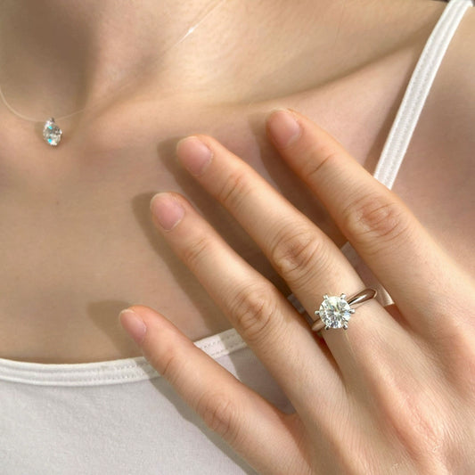Grand Radiance Ring - 2ct Moissanite in Sleek Silver Band