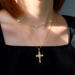 Classic Radiance Cross Pendant Necklace with Sparkling Stones