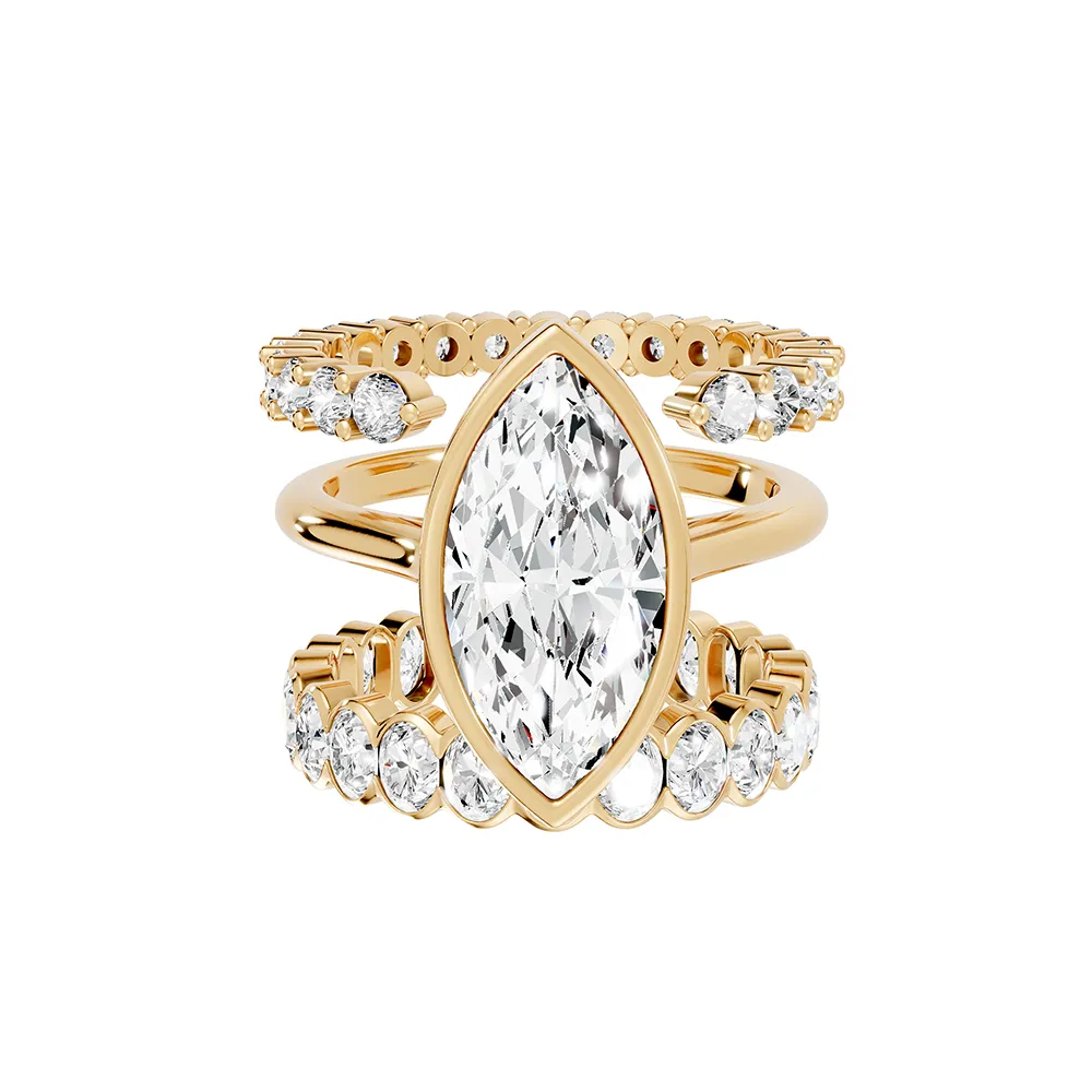 Radiant Marquise Cut Bridal Ring Duo – 1 Carat+ Lab Diamond,  (F+, VS+, Ideal Cut)