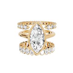 Radiant Marquise Cut Bridal Ring Duo – 1 Carat+ Lab Diamond,  (F+, VS+, Ideal Cut)