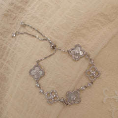 Lucky Clover Adjustable Bracelet in Sterling Silver & 18K Gold Vermeil