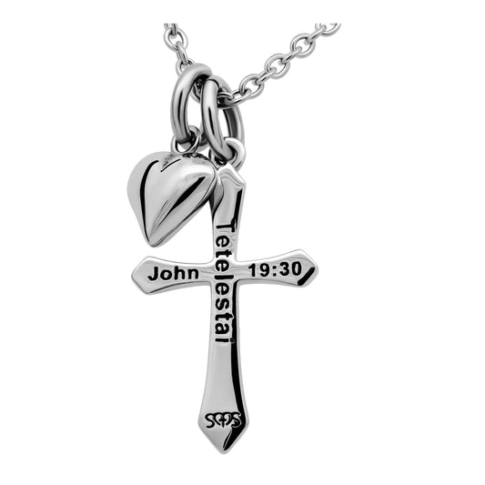 Sterling Silver Heart & Cross Unity Pendant Necklace