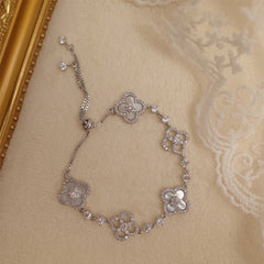 Lucky Clover Adjustable Bracelet in Sterling Silver & 18K Gold Vermeil