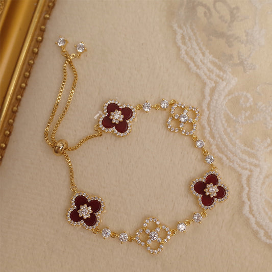 Lucky Clover Adjustable Bracelet in Sterling Silver & 18K Gold Vermeil