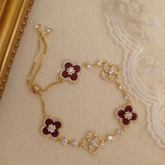 Lucky Clover Adjustable Bracelet in Sterling Silver & 18K Gold Vermeil