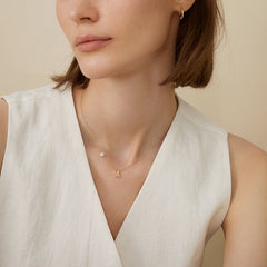 Bespoke Letter Charm Necklace – Handpicked Ocean-Lustre Pearl & 18K Gold