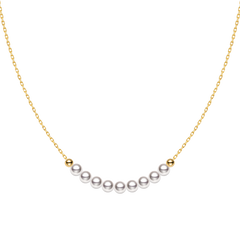 Akoya 18k Yellow Gold Baby's Breath Smile Necklace