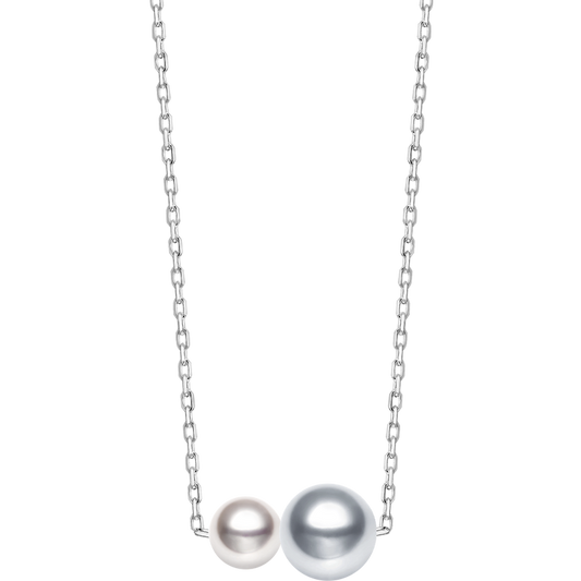 Twin Saltwater Pearl Minimalist Design 18K Necklace