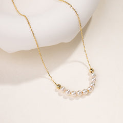 Akoya 18k Yellow Gold Baby's Breath Smile Necklace
