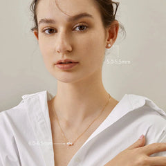 Minimalist Dome Stud Earrings with Japanese Saltwater Pearl & 18K Gold Finish
