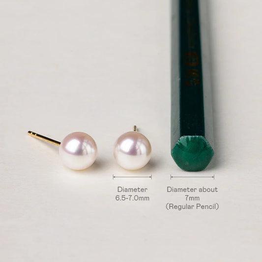 Minimalist Dome Stud Earrings with Japanese Saltwater Pearl & 18K Gold Finish