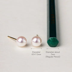 Minimalist Dome Stud Earrings with Japanese Saltwater Pearl & 18K Gold Finish