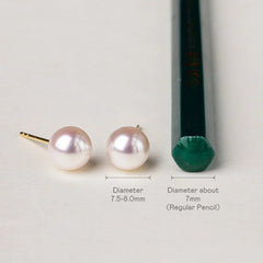 Minimalist Dome Stud Earrings with Japanese Saltwater Pearl & 18K Gold Finish