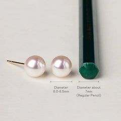 Minimalist Dome Stud Earrings with Japanese Saltwater Pearl & 18K Gold Finish