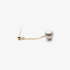 Long-Line Stud Earrings in 18K Gold with Ocean-Lustre Pearl