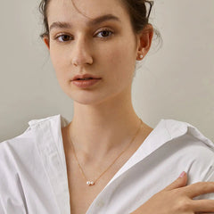 Twin Saltwater Pearl Minimalist Design 18K Necklace