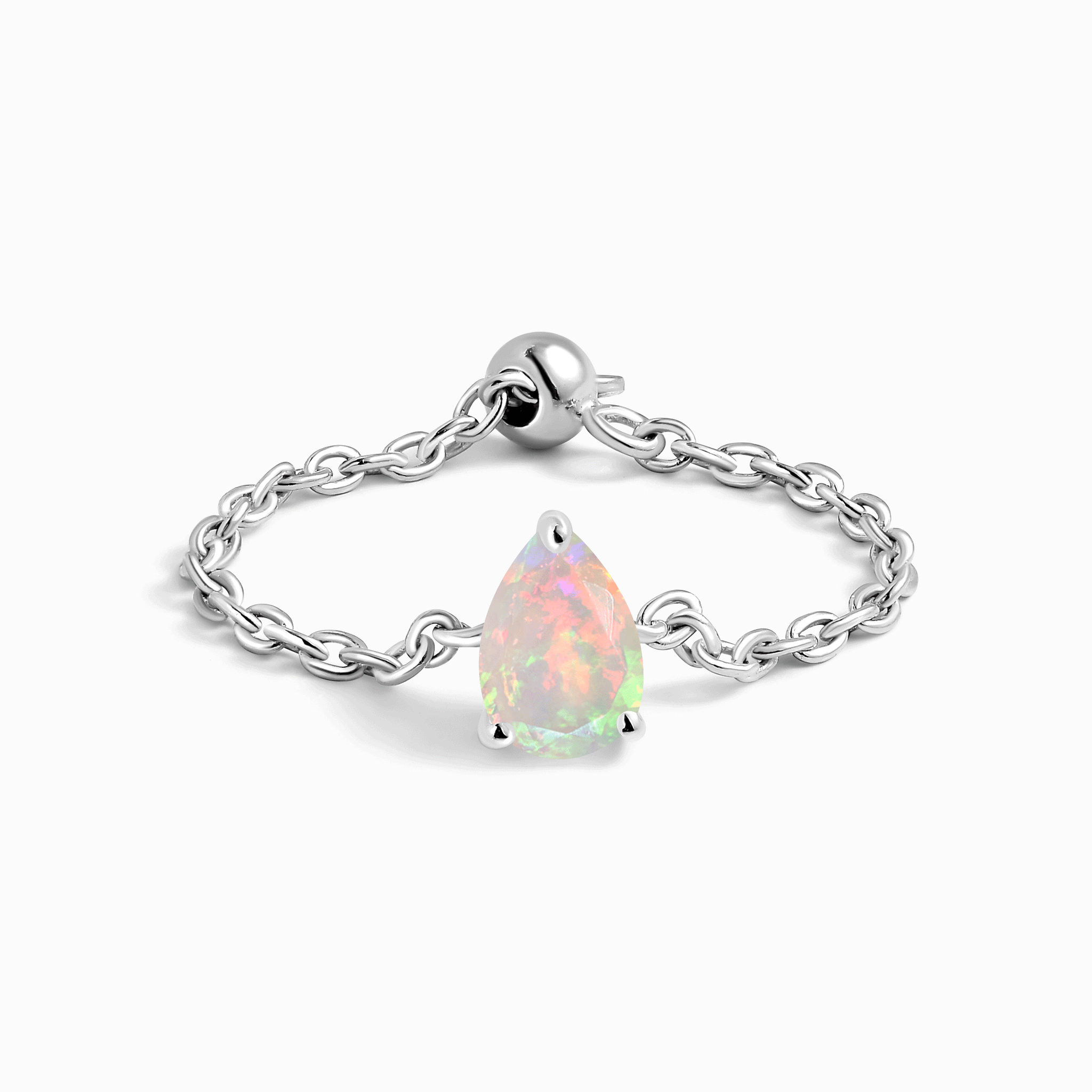 Verstellbarer Opal-Kettenring - Tautropfen