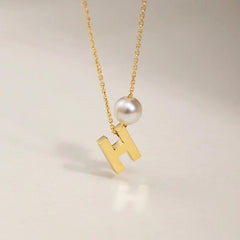 Bespoke Letter Charm Necklace – Handpicked Ocean-Lustre Pearl & 18K Gold