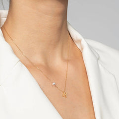 Bespoke Letter Charm Necklace – Handpicked Ocean-Lustre Pearl & 18K Gold