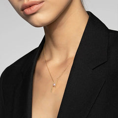 Golden H-Frame Pendant with Premium Akoya Pearl on Fine 18K Chain
