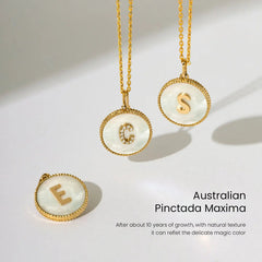 Custom Letter Charm Necklace Featuring Mother-of-Pearl Accent