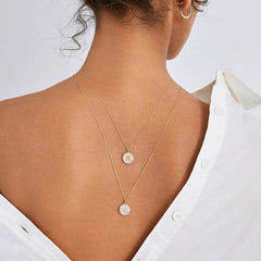 Custom Letter Charm Necklace Featuring Mother-of-Pearl Accent