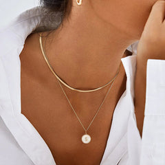 Custom Letter Charm Necklace Featuring Mother-of-Pearl Accent