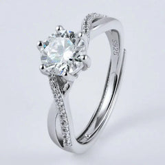 Twisted Radiance Ring - 1CT Simulated Diamond in Polished Silver
