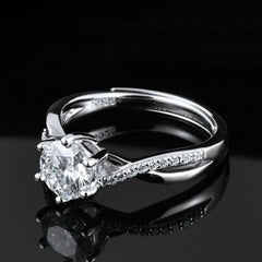 Twisted Radiance Ring - 1CT Simulated Diamond in Polished Silver