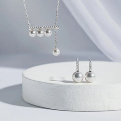 Ocean-Lustre Pearl & Diamond Semibreve Earrings in Fine White Gold