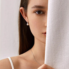Ocean-Lustre Pearl & Diamond Semibreve Earrings in Fine White Gold