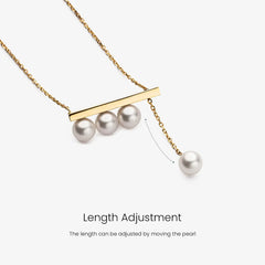 Minimalist Bar Necklace, 18K Yellow Gold & Ocean-Lustre Pearl Accent