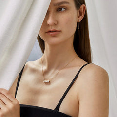 Minimalist Bar Necklace, 18K Yellow Gold & Ocean-Lustre Pearl Accent