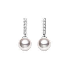 Ocean-Lustre Pearl & Diamond Semibreve Earrings in Fine White Gold