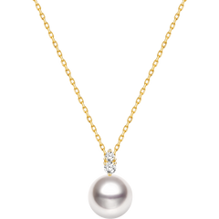 Twin Diamond Pendant Featuring Ocean-Lustre Pearl in 18K Gold