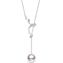 Golden Y-Line Pendant with Sea-Origin Pearl and Diamond Detailing