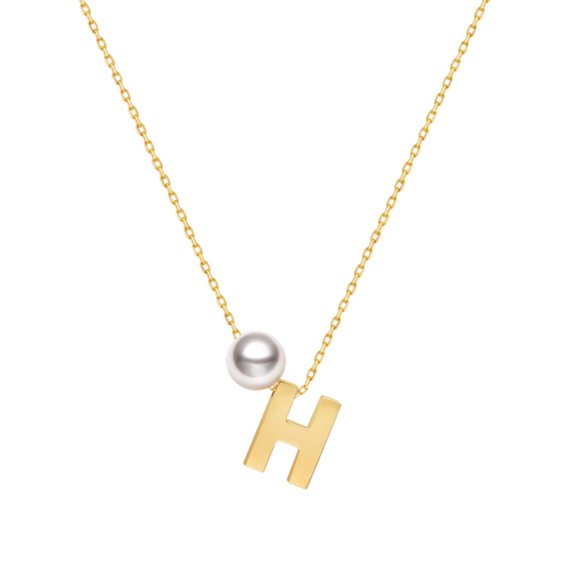 Bespoke Letter Charm Necklace – Handpicked Ocean-Lustre Pearl & 18K Gold
