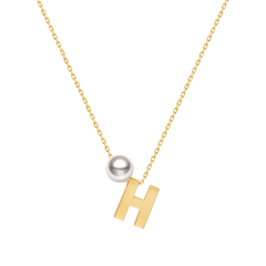 Bespoke Letter Charm Necklace – Handpicked Ocean-Lustre Pearl & 18K Gold