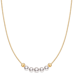 Akoya 18k Yellow Gold Baby's Breath Smile Necklace