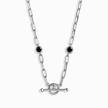 Collar de eslabones anchos de obsidiana negra - Estilo Talia T-Lock