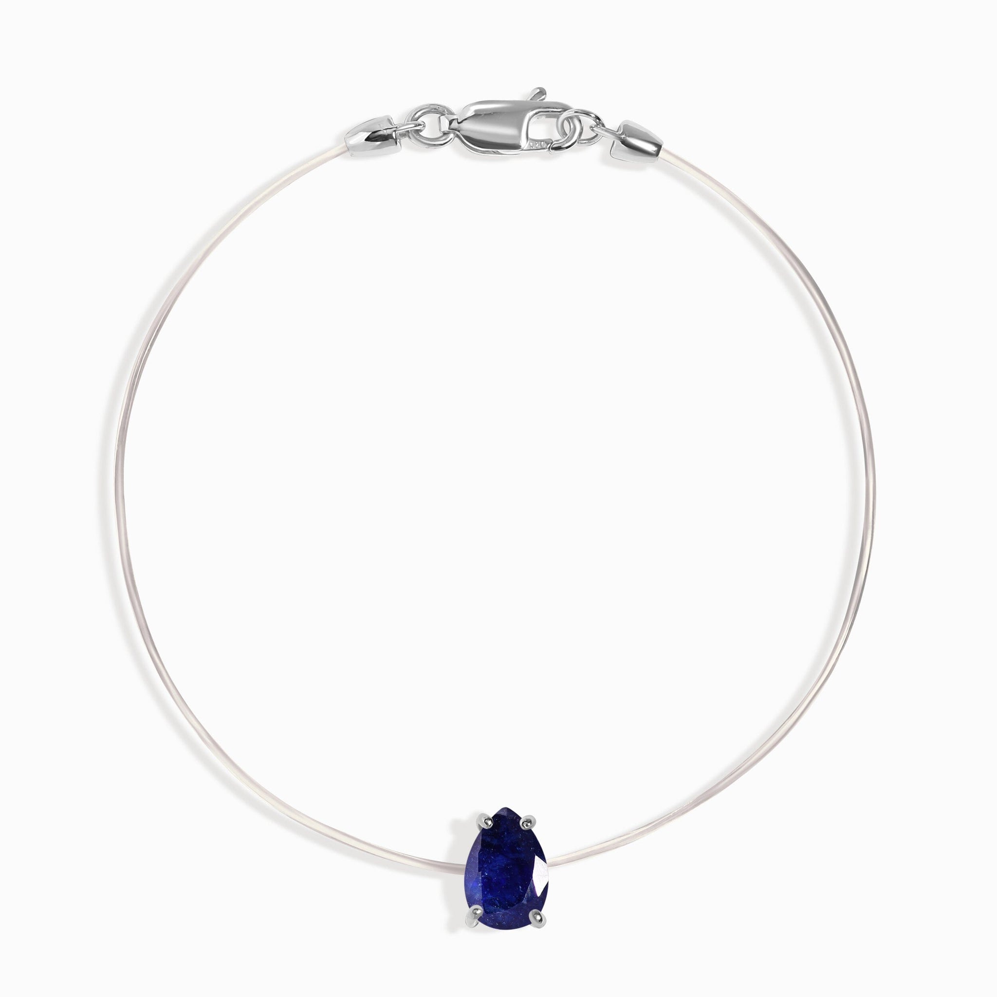 Pulsera de zafiro azul con balanceo flotante - Piedra natal de septiembre