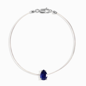 Pulsera de zafiro azul con balanceo flotante - Piedra natal de septiembre