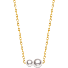 Twin Saltwater Pearl Minimalist Design 18K Necklace