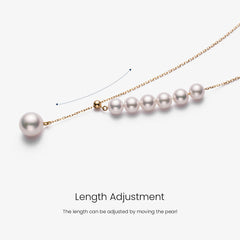 Fine Gold Necklace Featuring Asymmetrical Arrangement of Ocean Pearls