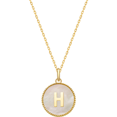 Custom Letter Charm Necklace Featuring Mother-of-Pearl Accent