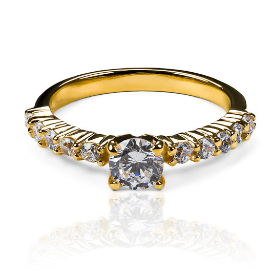 Round Cut Solitaire Pavé Ring in 925 Sterling Silver – CZ or IGI Certified Lab Diamond