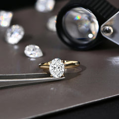Exquisite 9×7mm Moissanite Solitaire Ring in 18K Gold Vermeil