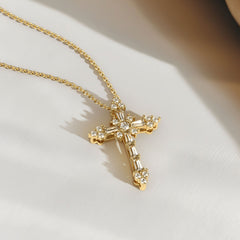 Byzantine Faith Cross Pendant Necklace – Inspired by Psalm 46:1