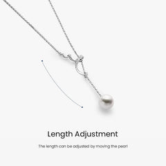 Golden Y-Line Pendant with Sea-Origin Pearl and Diamond Detailing